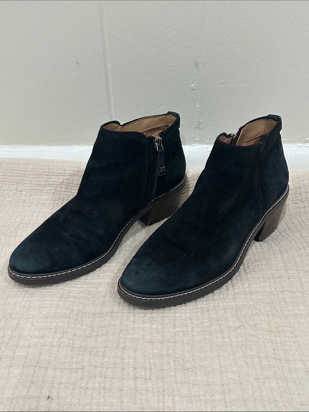 Sam Edelman Black Suede Side-Zip Ankle Booties